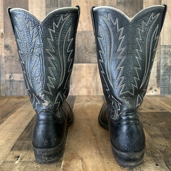 Nocona Vintage Black Western Cowboy Boots Mens 13 A - Picture 8 of 12